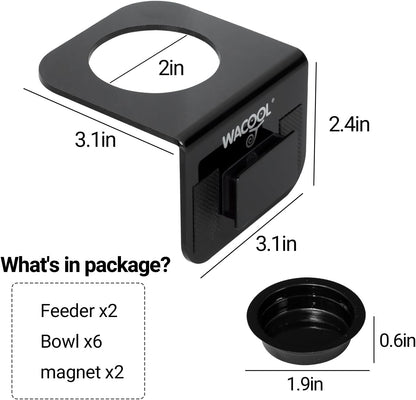 WACOOL Magnetic Reptile Ledge 2PACK, Acrylic Gecko Feeding Ledges with 6PCS Cups, Reptile Food Water Feeder Dish for Geckos Iguana Chameleon Pets