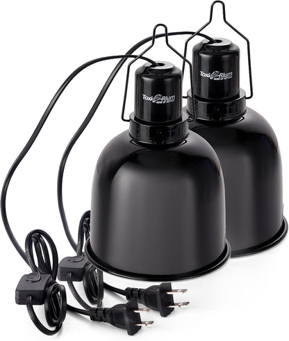 Reptile Light Fixture, 2-Pack 5.5-Inch Deep Dome Lamp Caps with Optical Reflection Cover, Heat-Resistant Design for Reptile Enclosures, Terrariums, and Amphibian Habitats