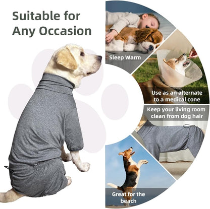 Dog Pyjamas PJS Sweater Clothes and Home Clothing Suitable for Medium to Large Breeds of Dogs, Dog Neutering Suits, Extra-Large Stretch Fabric, Four-Legged Clothes (Thin Forid Gray, 3XL)