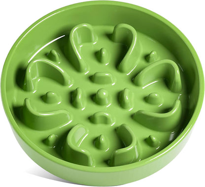 LE TAUCI Slow Feeder Dog Bowls Ceramic, 3 Cups Slow Feeding Dog Bowl Medium Large Breed, Pet Bowl for Fast Eaters, Puzzle Pet Dishes,Clover Green