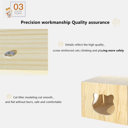 Cat Wall Shelves and Furniture Set with Condos, Perches, Bridge Ladders, Sisal Scratching Posts - Steps and Houses for Cats (A)