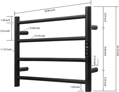 KEG Smart WiFi Towel Warmer Wall Mounted with Built-in Timer and Temperature Adjust Control, 4 Bars Electric Stainless Steel Heated Towel Racks for Bathroom Matte Black