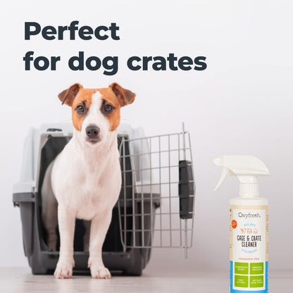 Oxyfresh Premium Crate & Cage Cleaner – Professional Dog Crate & Small Animal & Bird Cage Odor Eliminator – Quickly Cleans, Removes Poop & Deodorizes Pet Odors – Safe & Bleach Free