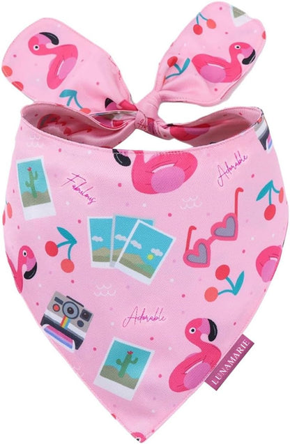 LunaMarie - Luxury Pet Birthday Bandanas -Premium & Silky Poly Fabric | 100% Handmade | Custom Shape Dual Layered (Summer Vibes, Medium)