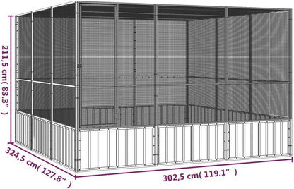 Steel Bird Cage, Large Flight King Bird Cage for Cockatiels African Grey Quaker Amazon Sun Parakeets Green Cheek Conures Pigeons Parrot Bird Cage Birdcage, Gray 119.1"x127.8"x83.3"