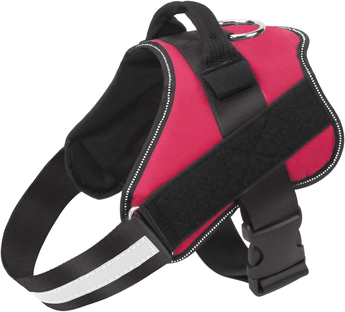 Bolux Dog Harness, No-Pull Reflective Dog Vest, Breathable Adjustable Pet Harness with Handle for Outdoor Walking - No More Pulling, Tugging or Choking (Red, M)