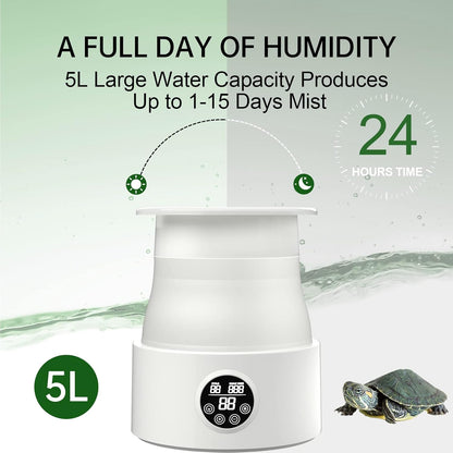 5L Foldable Automatic Reptile Mister with Timer, Fogger System with 360Adjustable Nozzles, Humidifier for Lizard, Snake, Amphibian, Frog, Plants, Terrarium