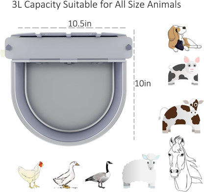 Automatic Water Dispenser for Dog Water Bowl Dispenser Large Size Stainless-Steel Waterer Feeder Self Filling Water Trough for Poultry and Livestock (Metallic Gray, Large)