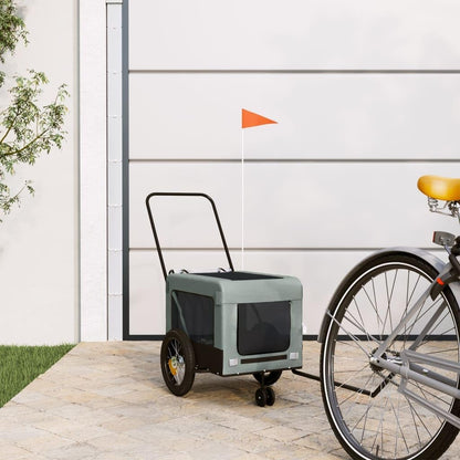Tidyard Pet Bike Trailer Gray and Black Oxford Fabric and Iron Pet Bicycle Carrier, Animal Bike Stroller for Cat, Puppy, Dog, Outdoor, Travel Style C