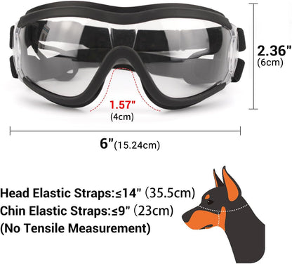 Dog Goggles Anti-UV Windproof Dog Sunglasses Eye Protection for Medium Large Dogs with Adjustable Straps/Clear Lense
