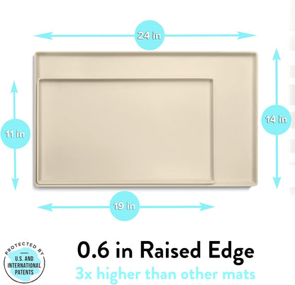 CatGuru Cat Food Mat, Small & Large Pet Feedingd Mat, 100% Waterproof Cat Mats for Food and Water, Silicone Mats for Pet Bowls, Non-Slip Placemat for Water Bowl or Fountain (Large, Sand)