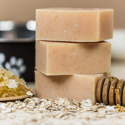 Chagrin Valley Soap & Salve Certified Organic Dog Shampoo and Conditioner – Puppy Shampoo Itchy Skin Relief and Puppy Essentials - Natural Handmade Honey & Oats, 3.8 oz Bar Soap