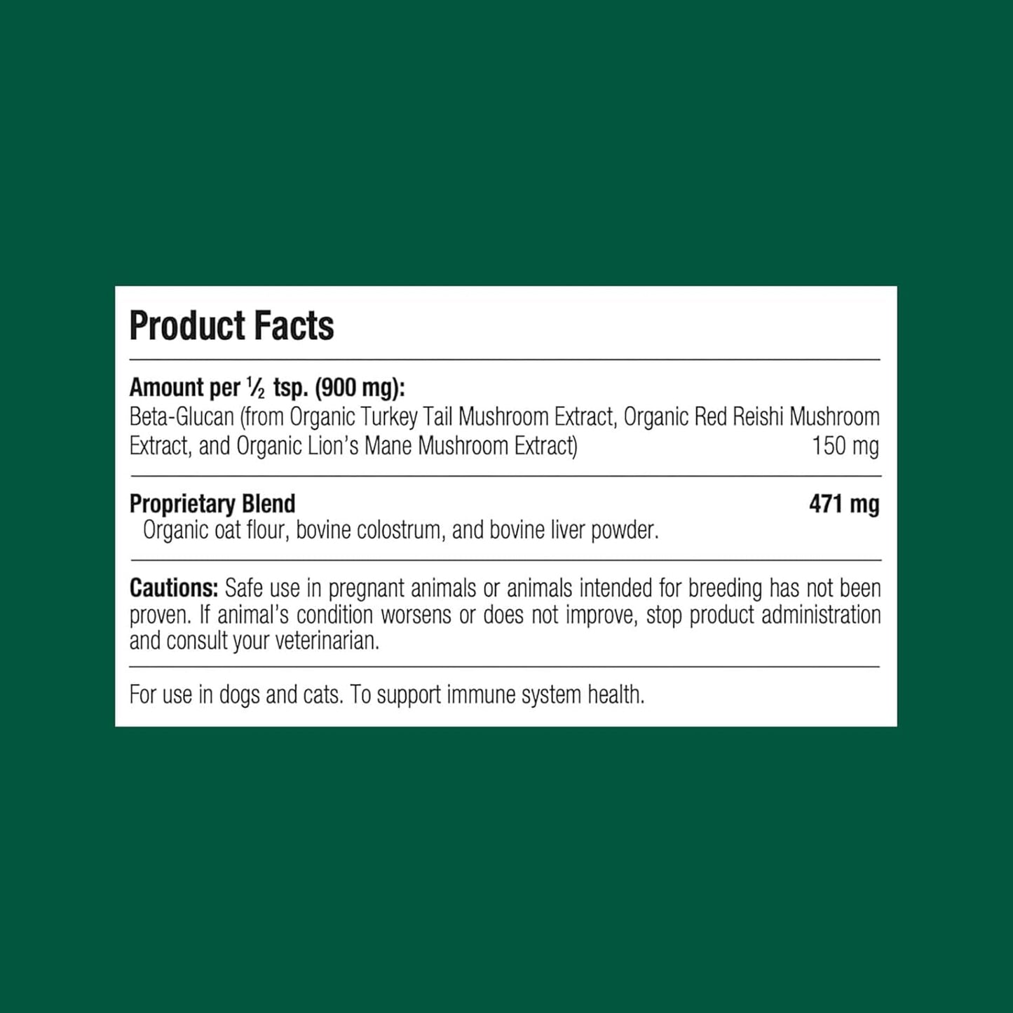 Standard Process Mushroom Complex for Dogs & Cats - Immune Support Supplement with Bovine Colostrum - Lion's Mane Extract Powder for Dog & Cat Immune Support - Essential Aid for Pet Health - 2.92 oz