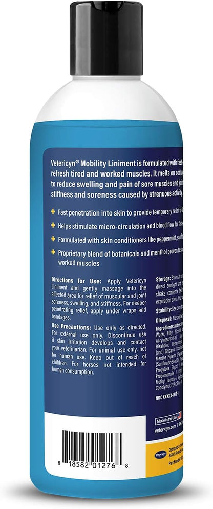 Vetericyn Mobility Equine Liniment for Fast-Acting Relief of Muscles and Joints – Menthol-Based Topical Analgesic for Horses – 16 Ounces
