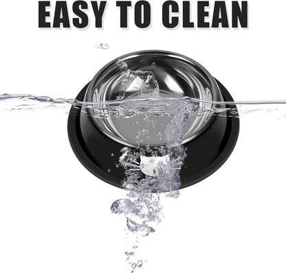 2 Pcs Non-Slip Stainless Steel Small Food Bowls - Unbreakable, Thicken Cat Feeder, 7 Oz Dishes - Suitable for Indoor Small Pets - Removable Rubber Base, Easily Clean, Lovely Color