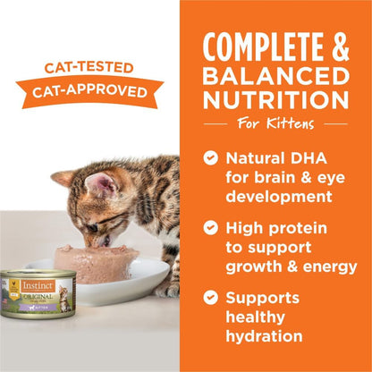 Instinct Original Kitten Wet Cat Food, Pate, Grain-Free - Real Chicken, 3 oz. Cans (Pack of 24)