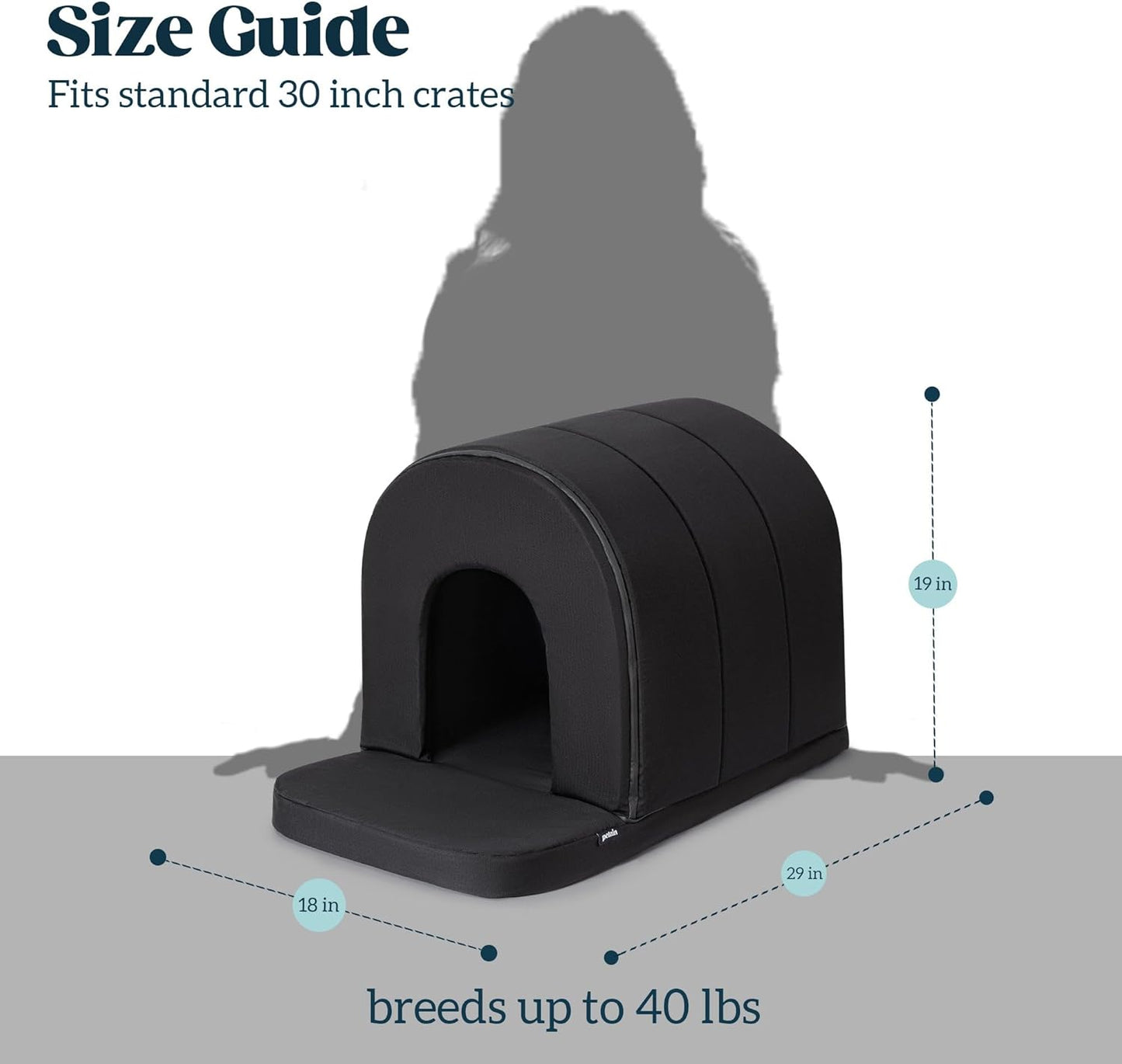 Orthopedic Dog House - Outdoor Waterproof Dog Shelter w/Porch - Indoor Pet House w/Egg-Crate Foam - Cooling - Machine Washable - Ideal for Medium Breeds & Fits 30-Inch Crate - 29"x18"