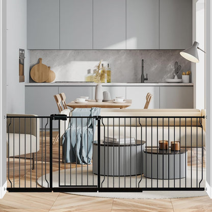 Fairy Baby Extra Wide Baby Gate 85.8-90.5 Inch Wide, Walk Through Pressure Mounted No Drill, Long and Large Tension Gate for Pet and Kids