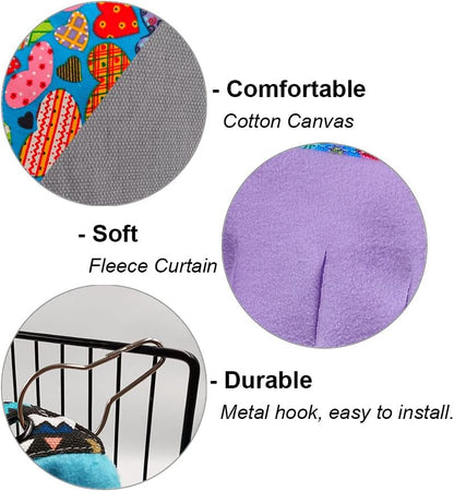 RIOUSSI Guinea Pig Hideout Hideaway Corner Fleece Toys Cage Accessories with Reversible Sides, Heart/Gray-Purple