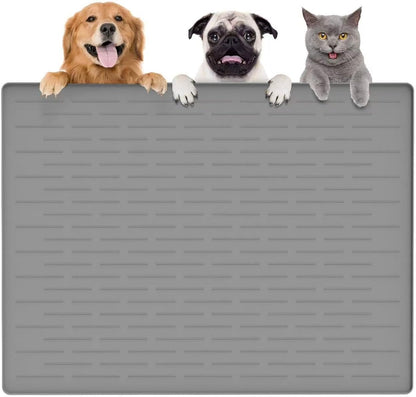 Large Dog Mats for Food and Water, 32"x24" Waterproof Pet Food Mats for Floor Nonslip Silicone Bowl Mats with Raised Edges