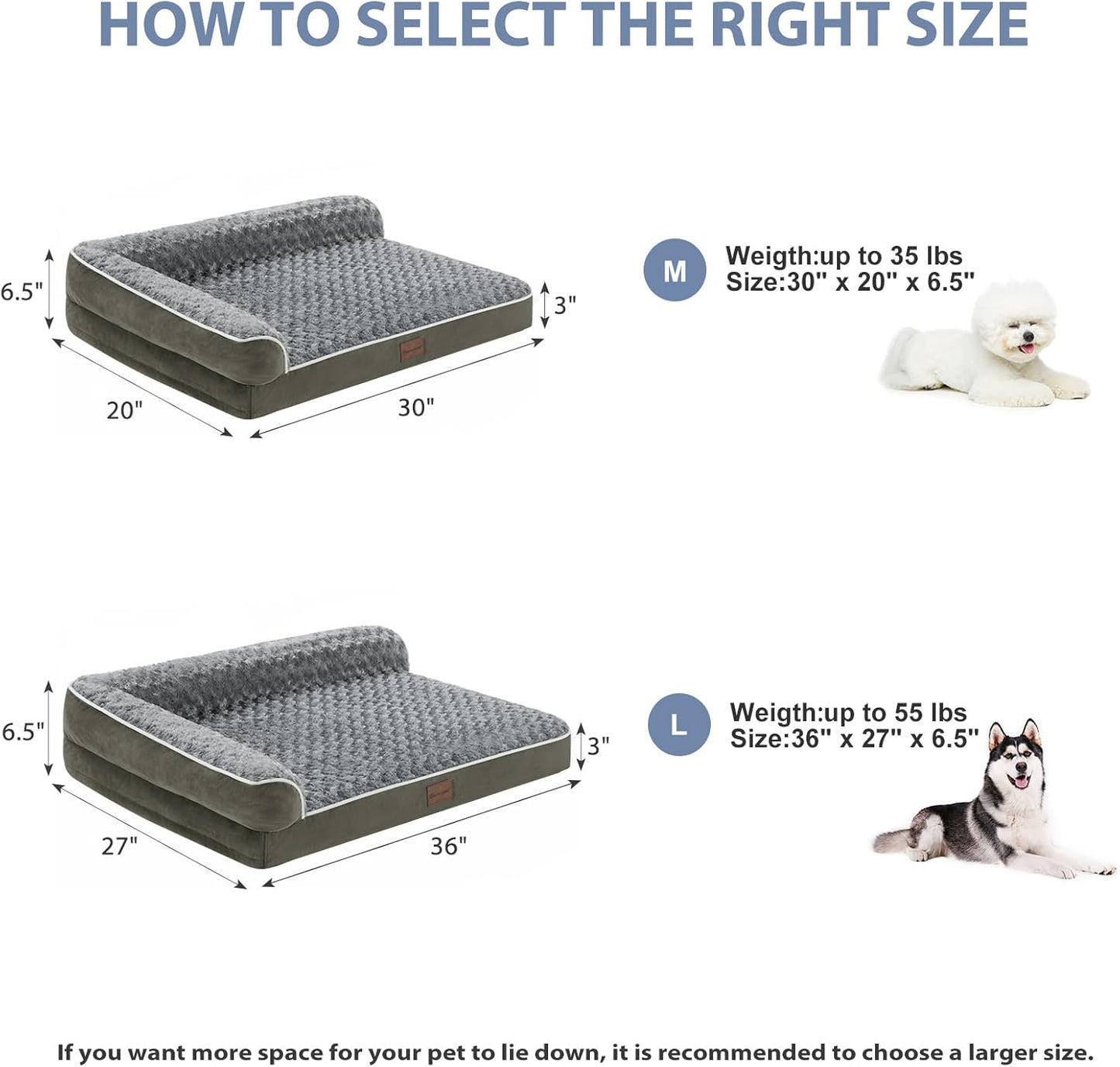 BFPETHOME Orthopedic Dog Beds for Large Dogs-Waterproof Sofa Dog Bed with Removable Washable Cover, Big Pet Bed with Waterproof Lining and Nonskid Bottom,Pet Bed for Large Dogs