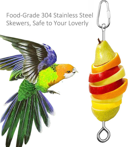 Bird Cage Food Holder Parrot Fruit Vegetable Skewer Bird Cage Feeder Foraging Toy for Parakeet Budgie Macaw