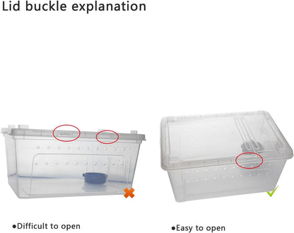 OMEM Portable Reptile Terrarium Habitat for Mini Pet Houses Breathable Holes Stackable Container (2PCS-L)