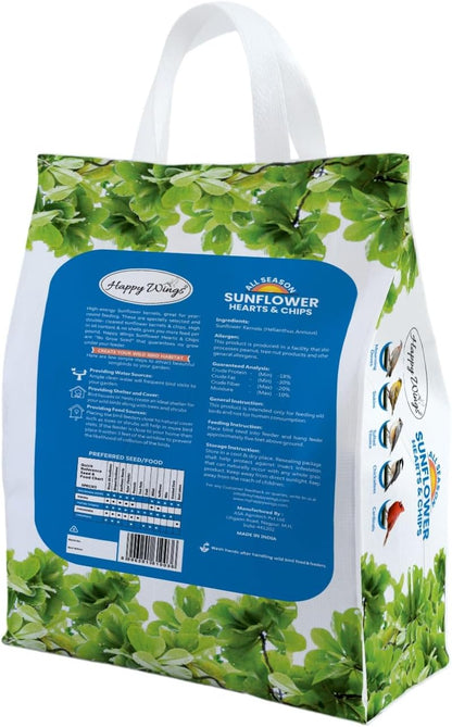 Sunflower Hearts & Chips Bird Food 15 lbs No Mess, No Waste Seed No Grow Formula Ideal for Wild Birds, Finches, Sparrows, and Year-Round Feeding.