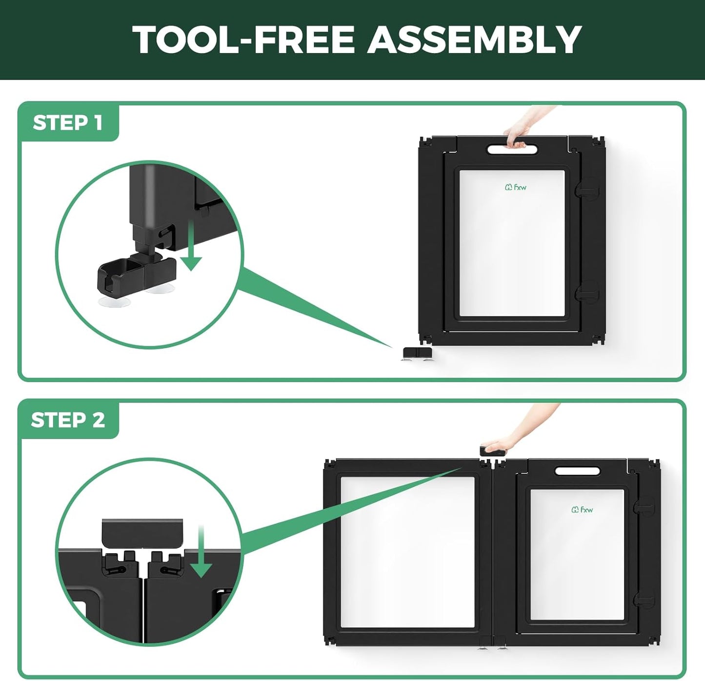 FXW AuraSpace Acrylic Indoor Unleashed Dog Playpen for Puppies and Small Dogs, 24 Inch, 6 Panels, Black
