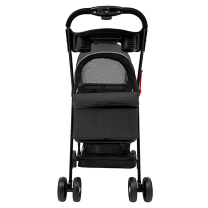 Pet Stroller, 4 Wheels Dog Cat Carrying Cart, Foldable Puppy Carrier with Storage Bag and Detachable Grid Structure for Small/Medium Dogs Cats Up to 44Lbs (Black)