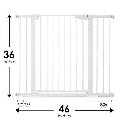 Cumbor 36" Extra Tall Baby Gate for Dogs and Kids with Wide 2-Way Door, 29.7"- 46" Width, and Auto Close Personal Safety for Babies and Pets, Fits Doorways, Stairs, and Entryways, White