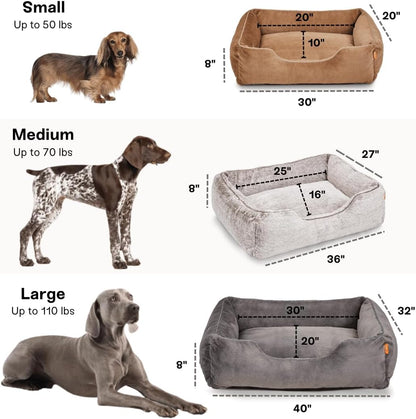 FUZI Luxury Aesthetic Dog Bed for Large Dogs with Washable Cover, Pet Couch, Pet Bed with Sides, Non-Slip Bottom, Soft and Durable Calming Dog Bed, Large 35.6x28.5x9.5 Dark Grey