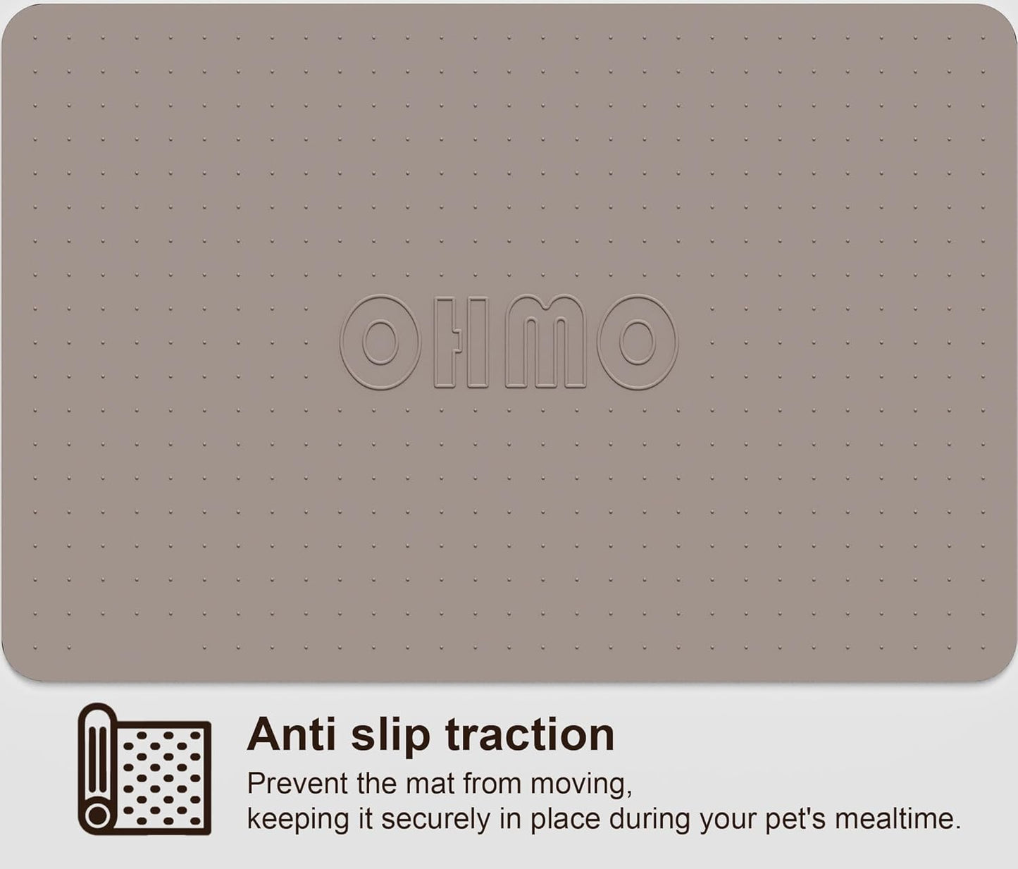 OHMO Dog Food Mat, Silicone Waterproof Cat Food Mat, Non-Skid Spill Proof Pet Feeding Mat for Food and Water, Easy to Clean Dog Placemat(Beige, 23.6" x 15.8")