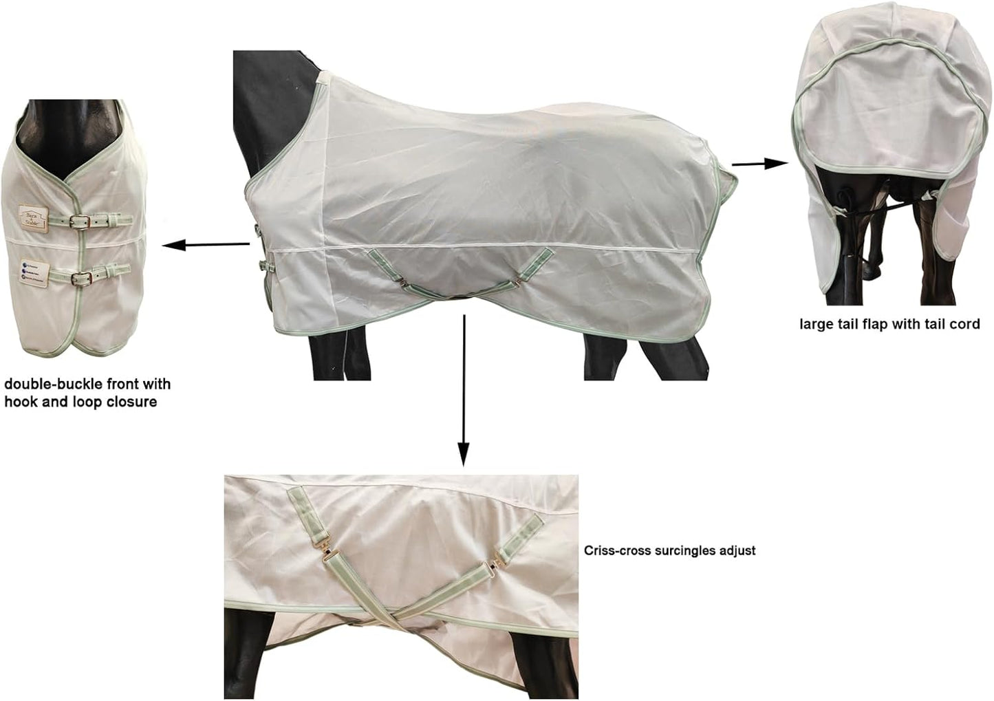 BARN & STABLE Breathable and Tear-Resistant Horse Fly Sheet with UV Protection Equine Summer Sheet Horse Fly Blanket with Removable Web Leg Straps