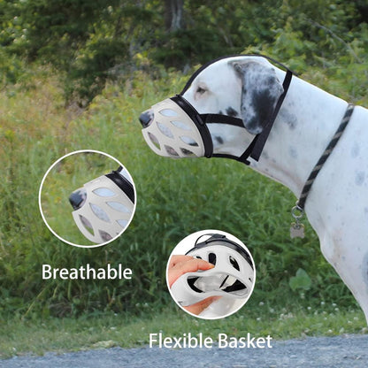 Dog Muzzle, Breathable Basket Muzzles for Small, Medium, Large and X-Large Dogs, Prevent Barking, Biting, Chewing Dog Mouth Cover Gray