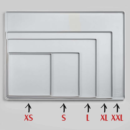 DogBuddy Dog Food Mat – Waterproof Dog Bowl Mat for Food and Water, Silicone Pet Feeding Mats for Floors, Non-Slip Placemat with High Edges for Dogs Bowls, Puppy Essentials (XS: 11" x 11", Mist)