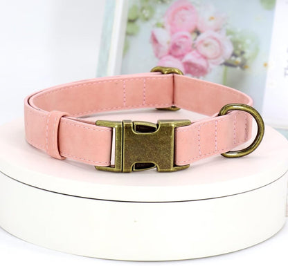 Didog Soft PU Leather Dog Collar, Stylish Quick Released Dog Collars for Small Dogs, Easy Clean Adjustable Pet Collar for Daily Walking, Pink, S Fit 10-16" Neck