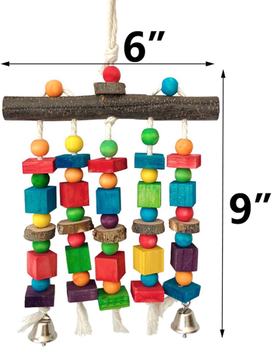 Bird Chewing Toys for Parakeet- Parrot Cage Bites, Wooden Block Cockatiel Toy for Small and Medium Parrots and Birds