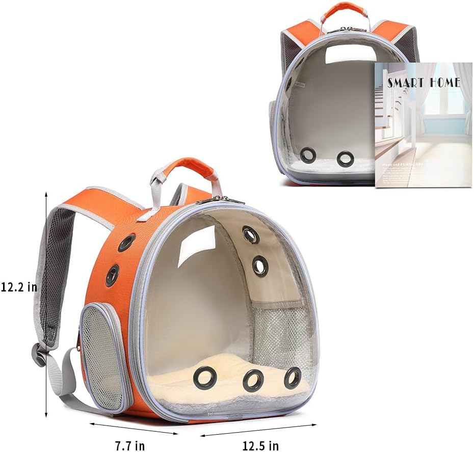 Bunny Carrier, Guinea Pig Carrier,Small Animal Carrier Backpack for Rabbit,Bearded Dragon, Lizard,Hamster,Kitten. Breathable Pet Travel Cage Bag (Orange)