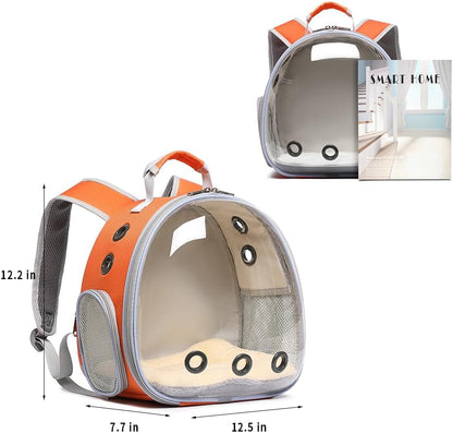 Bunny Carrier, Guinea Pig Carrier,Small Animal Carrier Backpack for Rabbit,Bearded Dragon, Lizard,Hamster,Kitten. Breathable Pet Travel Cage Bag (Orange)