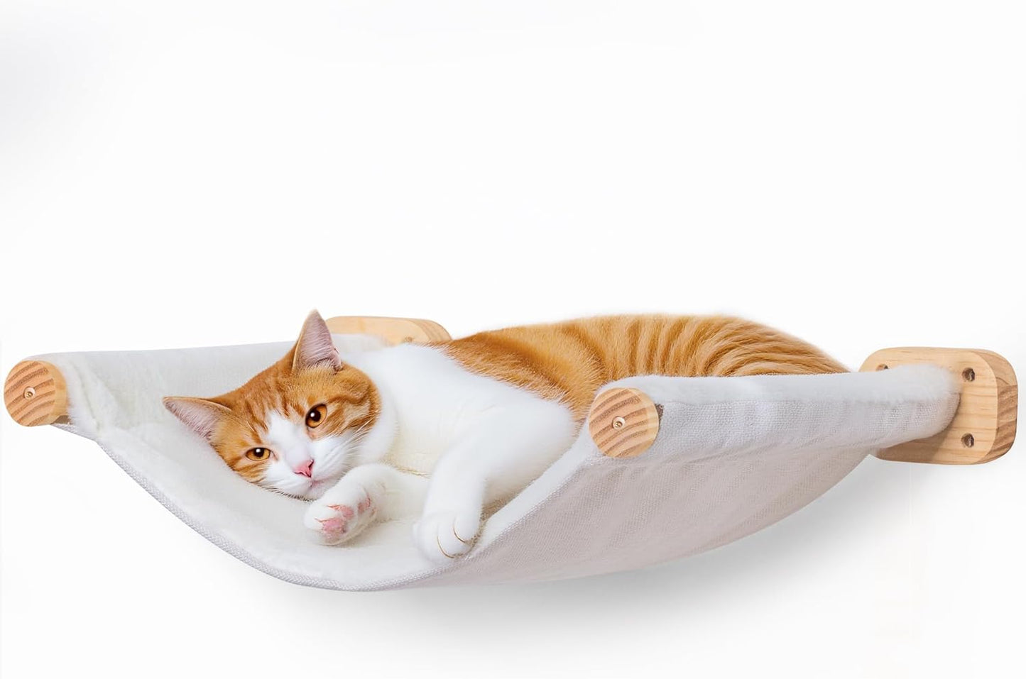 Cat Wall Hammock Shelves, Dual-Sided Cat Bed with Canvas & Plush Fabric, Wall Mounted Shelf for Large Cats, Space-Saving Perch for Lounging & Napping