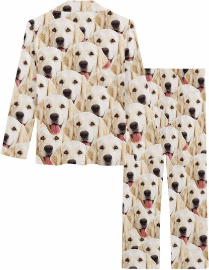 MyPupSocks Custom Face Pajamas for Women Set, Personalized Photo Long Sleepwear XS-XXL