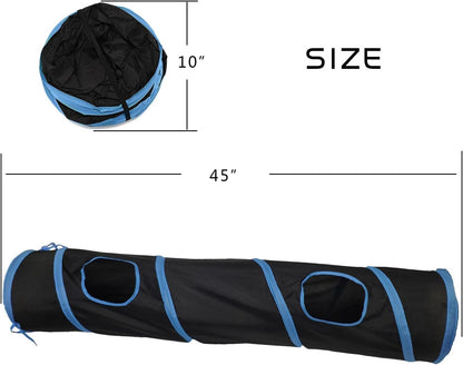 iCAGY Cat Tunnel for Indoor Cats Interactive, Rabbit Tunnel Toys, Pet Toys Play Tunnels for Cats Kittens Rabbits Puppies Crinkle Pop Up Black 45"