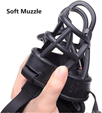 Basket Dog Muzzles-Soft Adjustable Breathable Mask Anti Biting Chewing Barking Training Dog Muzzle for Small Medium Large Dogs (Black, 2: Snout 6.7-10.2")