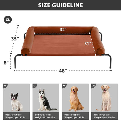 RRPETHOME Large Elevated Cooling Dog Bed, Raised Dog Cot Beds for Large Dogs, Elevated Outdoor Pet Bed, Chew Proof Portable Cooling Pet Cot with Skid-Resistant Feet and Breathable Mesh