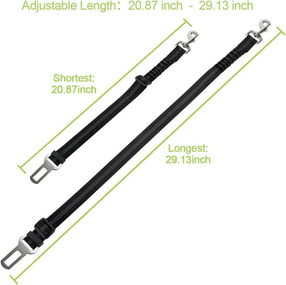 SlowTon Dog Seat Belt Harness for Car, Dog Car Harness Adjustable Mesh Breathable & Dog Seatbelt Safety Tether with Elastic Bungee for Small Medium Large Pets(Black, Single Clip, L)