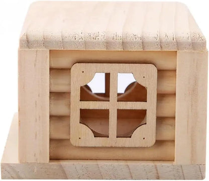 Hamster Cages Natural Wooden Hamster House Flat Top Cabin Hamster