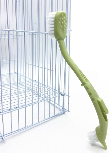 Bird Cage Cleaning Brush with Long Ergonomic Handle - Durable Bristlesfor Cleaning Parrot Cages, Kennels, and Perches,Removes Poop and Keeps Bird Cages Fresh,Essential Bird Cage Accessory