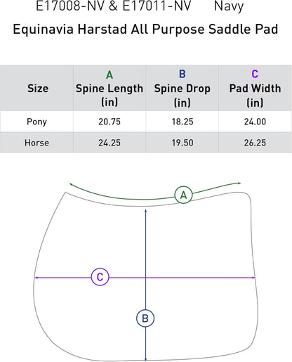 Equinavia Harstad All Purpose Saddle Pad | Classic & Durable | Moisture-Wicking Tricot Backing