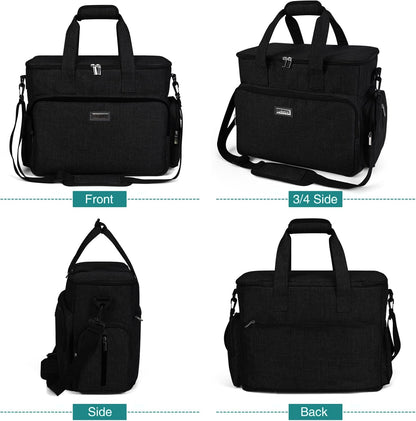 BAGLHER Dog Travel Bag, Airline Approved Pet Tote Organizer with Multi-Function Pockets, 2 X Food Storage Containers and 2 X Collapsible Dog Bowls, Perfect Weekend Pet Travel Set for Dog, Cat Black